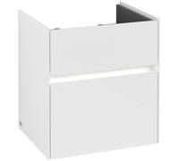 Villeroy & Boch Collaro Meuble sous-lavabo, 2 tiroirs, lavabo au centre, avec éclairage, 510x546x414mm, C007B0DH, Couleur: Façade/carcasse : Blanc brillant, poignée : Blanc mat