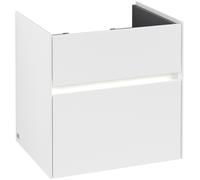 Villeroy & Boch Collaro Meuble sous-lavabo, 2 tiroirs, lavabo au centre, avec éclairage, 554x546x444mm, C008B0MS, Couleur: Façade/carcasse : blanc mat, poignée : blanc mat