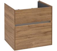 Villeroy & Boch Collaro Meuble sous-lavabo, 2 tiroirs, lavabo au centre, avec éclairage, 554x546x444mm, C008B0RH, Couleur: Façade/carcasse : Chêne du Kansas, poignée : Graphite