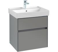 Villeroy & Boch Collaro Meuble sous-lavabo, 2 tiroirs, lavabo au centre, avec éclairage, 554x546x444mm, C008B0VJ, Couleur: Carcasse/avant : Chêne nordique, poignée : Gris cachemire