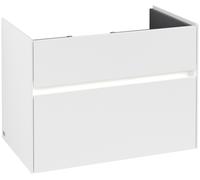 Villeroy & Boch Collaro Meuble sous-lavabo, 2 tiroirs, lavabo au centre, avec éclairage, 754x546x444mm, C010B0MS, Couleur: Façade/carcasse : blanc mat, poignée : blanc mat