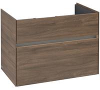 Villeroy & Boch Collaro Meuble sous-lavabo, 2 tiroirs, lavabo au centre, avec éclairage, 754x546x444mm, C010B0VH, Couleur: Façade/carcasse : Chêne Arizona, poignée : Graphite
