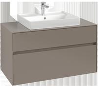 Villeroy & Boch Collaro Meuble sous-lavabo, 2 tiroirs, lavabo au centre, montage mural, 1000x548x500mm, C01900AA, Couleur: façade/corps : White Oak, poignée : Blanc mat