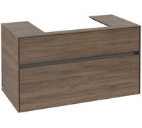 Villeroy & Boch Collaro Meuble sous-lavabo, 2 tiroirs, lavabo au centre, montage mural, 1000x548x500mm, C01900VH, Couleur: Façade/carcasse : Chêne Arizona, poignée : Graphite