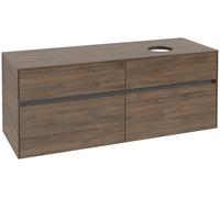 Villeroy & Boch Collaro Meuble sous-lavabo, 4 tiroirs, lavabo à droite, 1400x548x500mm, C04700VH, Couleur: Façade/carcasse : Chêne Arizona, poignée : Graphite