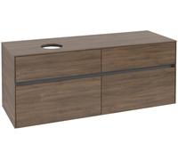 Villeroy & Boch Collaro Meuble sous-lavabo, 4 tiroirs, lavabo à gauche, montage mural, 1400x548x500mm, C04600VH, Couleur: Façade/carcasse : Chêne Arizona, poignée : Graphite