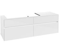 Villeroy & Boch Collaro Meuble sous-lavabo, 4 tiroirs, lavabo à gauche, montage mural, 1600x548x500mm, C02900DH, Couleur: Façade/carcasse : Blanc brillant, poignée : Blanc mat