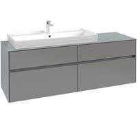 Villeroy & Boch Collaro Meuble sous-lavabo, 4 tiroirs, lavabo à gauche, montage mural, 1600x548x500mm, C02900MS, Couleur: Façade/carcasse : blanc mat, poignée : blanc mat