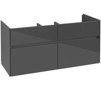 Villeroy & Boch Collaro Meuble sous-lavabo, 4 tiroirs, lavabo au centre, 1154x546x444mm, C01200FP, Couleur: Façade/carcasse : Gris brillant, poignée : Graphite