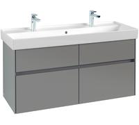 Villeroy & Boch Collaro Meuble sous-lavabo, 4 tiroirs, lavabo au centre, 1154x546x444mm, C01200MS, Couleur: Façade/carcasse : blanc mat, poignée : blanc mat