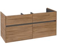 Villeroy & Boch Collaro Meuble sous-lavabo, 4 tiroirs, lavabo au centre, 1154x546x444mm, C01200RH, Couleur: Façade/carcasse : Chêne du Kansas, poignée : Graphite