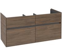 Villeroy & Boch Collaro Meuble sous-lavabo, 4 tiroirs, lavabo au centre, 1154x546x444mm, C01200VH, Couleur: Façade/carcasse : Chêne Arizona, poignée : Graphite