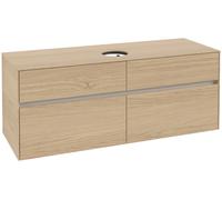Villeroy & Boch Collaro Meuble sous-lavabo, 4 tiroirs, lavabo au centre, 1400x548x500mm, C04500VJ, Couleur: Carcasse/avant : Chêne nordique, poignée : Gris cachemire