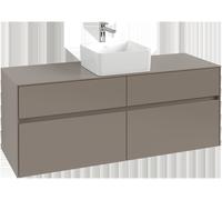 Villeroy & Boch Collaro Meuble sous-lavabo, 4 tiroirs, lavabo au centre, 1400x548x500mm, C04500VL, Couleur: Façade/carcasse : Noir volcan, poignée : Noir volcan