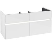 Villeroy & Boch Collaro Meuble sous-lavabo, 4 tiroirs, lavabo au centre, avec éclairage, 1154x546x444mm, C012B0DH, Couleur: Façade/carcasse : Blanc brillant, poignée : Blanc mat