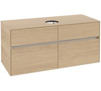 Villeroy & Boch Collaro Meuble sous-lavabo, 4 tiroirs, lavabo au centre, montage mural, 1200x548x500mm, C04100VJ, Couleur: Carcasse/avant : Chêne nordique, poignée : Gris cachemire