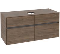 Villeroy & Boch Collaro Meuble sous-lavabo, 4 tiroirs, lavabo au centre, montage mural, 1200x548x500mm, C04100VH, Couleur: Façade/carcasse : Chêne Arizona, poignée : Graphite