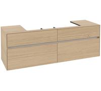 Villeroy & Boch Collaro Meuble sous-lavabo, 4 tiroirs, lavabo au centre, montage mural, 1600x548x500mm, C03100VJ, Couleur: Carcasse/avant : Chêne nordique, poignée : Gris cachemire