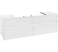 Villeroy & Boch Collaro Meuble sous-lavabo, 4 tiroirs, lavabo au centre, montage mural, 1600x548x500mm, C03100DH, Couleur: Façade/carcasse : Blanc brillant, poignée : Blanc mat
