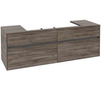 Villeroy & Boch Collaro Meuble sous-lavabo, 4 tiroirs, lavabo au centre, montage mural, 1600x548x500mm, C03100RK, Couleur: Façade/carcasse : Chêne de pierre, Poignée : Graphite