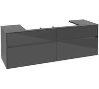 Villeroy & Boch Collaro Meuble sous-lavabo, 4 tiroirs, lavabo au centre, montage mural, 1600x548x500mm, C03100FP, Couleur: Façade/carcasse : Gris brillant, poignée : Graphite