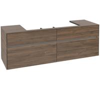 Villeroy & Boch Collaro Meuble sous-lavabo, 4 tiroirs, lavabo au centre, montage mural, avec éclairage, 1600x548x500mm, C031B0VH, Couleur: Façade/carcasse : Chêne Arizona, poignée : Graphite