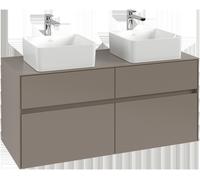 Villeroy & Boch Collaro Meuble sous-lavabo, 4 tiroirs, pour 2 lavabos, montage mural, 1200x548x500mm, C04400AF, Couleur: Façade/corps : vert tendre, poignée : gris cachemire