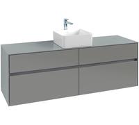 Villeroy & Boch Collaro Meuble sous-lavabo, 4 tiroirs, suspendu, lavabo au centre, 1600x548x500mm, C04900MS, Couleur: Façade/carcasse : blanc mat, poignée : blanc mat