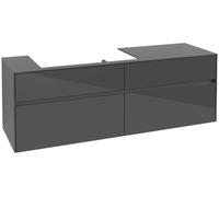 Villeroy & Boch Collaro Meuble sous-lavabo, 4 tiroirs, suspendu, vasque à gauche, 1600x548x500mm, C02600FP, Couleur: Façade/carcasse : Gris brillant, poignée : Graphite