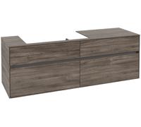 Villeroy & Boch Collaro Meuble sous-lavabo, 4 tiroirs, suspendu, vasque à gauche, 1600x548x500mm, C02600RK, Couleur: Façade/carcasse : Chêne de pierre, Poignée : Graphite