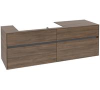 Villeroy & Boch Collaro Meuble sous-lavabo, 4 tiroirs, suspendu, vasque à gauche, 1600x548x500mm, C02600VH, Couleur: Façade/carcasse : Chêne Arizona, poignée : Graphite