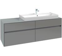 Villeroy & Boch Collaro Meuble sous-lavabo avec éclairage, 1600x548x500 mm, 4 tiroirs, pour lavabo à droite, C030B0VJ, Couleur: Carcasse avant : Chêne nordique, poignée : Gris doux