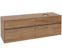 Villeroy & Boch Collaro Meuble sous-lavabo, lavabo à droite, 4 tiroirs, montage mural, 1600x548x500mm, C05100RH, Couleur: Façade/carcasse : Chêne du Kansas, poignée : Graphite