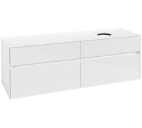 Villeroy & Boch Collaro Meuble sous-lavabo, lavabo à droite, 4 tiroirs, montage mural, 1600x548x500mm, C05100DH, Couleur: Façade/carcasse : Blanc brillant, poignée : Blanc mat