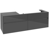 Villeroy & Boch Collaro Meuble sous-lavabo, lavabo à droite, 4 tiroirs, suspendu, 1600x548x500mm, C03000FP, Couleur: Façade/carcasse : Gris brillant, poignée : Graphite