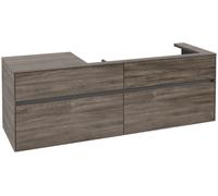 Villeroy & Boch Collaro Meuble sous-lavabo, lavabo à droite, 4 tiroirs, suspendu, 1600x548x500mm, C03000RK, Couleur: Façade/carcasse : Chêne de pierre, Poignée : Graphite