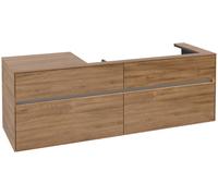 Villeroy & Boch Collaro Meuble sous-lavabo, lavabo à droite, 4 tiroirs, suspendu, avec éclairage, 1600x548x500mm, C030B0RH, Couleur: Façade/carcasse : Chêne du Kansas, poignée : Graphite