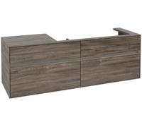Villeroy & Boch Collaro Meuble sous-lavabo, lavabo à droite, 4 tiroirs, suspendu, avec éclairage, 1600x548x500mm, C030B0RK, Couleur: Façade/carcasse : Chêne de pierre, Poignée : Graphite
