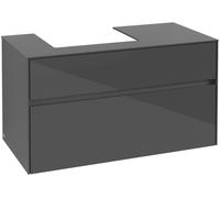 Villeroy & Boch Collaro Meuble sous-lavabo, lavabo à gauche, suspendu, 1000x548x500mm, C01400FP, Couleur: Façade/carcasse : Gris brillant, poignée : Graphite
