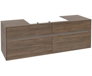 Villeroy & Boch Collaro Meuble sous-lavabo, montage mural, 4 tiroirs, lavabo au centre, avec éclairage, 1600x548x500mm, C028B0VH, Couleur: Façade/carcasse : Chêne Arizona, poignée : Graphite