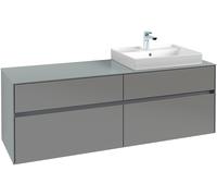 Villeroy & Boch Collaro Meuble sous-lavabo, montage mural, 4 tiroirs SoftClose, lavabo à droite, 1600x548x500mm, C02300MS, Couleur: Façade/carcasse : blanc mat, poignée : blanc mat