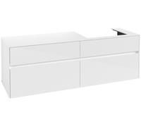 Villeroy & Boch Collaro Meuble sous-lavabo, montage mural, 4 tiroirs SoftClose, lavabo à droite, 1600x548x500mm, C02300DH, Couleur: Façade/carcasse : Blanc brillant, poignée : Blanc mat