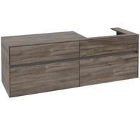 Villeroy & Boch Collaro Meuble sous-lavabo, montage mural, 4 tiroirs SoftClose, lavabo à droite, 1600x548x500mm, C02300RK, Couleur: Façade/carcasse : Chêne de pierre, Poignée : Graphite