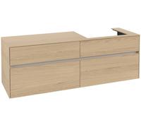 Villeroy & Boch Collaro Meuble sous-lavabo, montage mural, 4 tiroirs SoftClose, lavabo à droite, 1600x548x500mm, C02300VJ, Couleur: Carcasse/avant : Chêne nordique, poignée : Gris cachemire