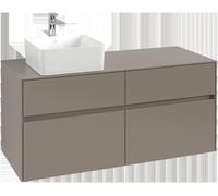 Villeroy & Boch Collaro Meuble sous-lavabo, montage mural, 4 tiroirs SoftClose, lavabo à gauche, 1200x548x500mm, C04200VM, Couleur: Front/carcasse : taupe, poignée : Taupe