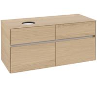 Villeroy & Boch Collaro Meuble sous-lavabo, montage mural, 4 tiroirs SoftClose, lavabo à gauche, 1200x548x500mm, C04200VJ, Couleur: Carcasse/avant : Chêne nordique, poignée : Gris cachemire
