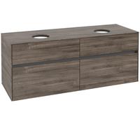 Villeroy & Boch Collaro Meuble sous-lavabo, pour 2 lavabos, 1400x548x500mm, C04800RK, Couleur: Façade/carcasse : Chêne de pierre, Poignée : Graphite