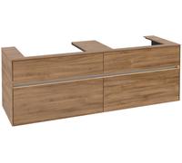 Villeroy & Boch Collaro Meuble sous-lavabo, pour 2 lavabos, avec éclairage, 1600x548x500mm, C024B0RH, Couleur: Façade/carcasse : Chêne du Kansas, poignée : Graphite