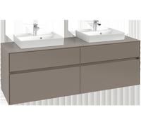 Villeroy & Boch Collaro Meuble sous-lavabo, pour 2 lavabos, montage mural, 1600x548x500mm, C02100AF, Couleur: Façade/corps : vert tendre, poignée : gris cachemire