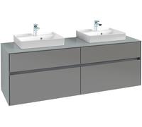 Villeroy & Boch Collaro Meuble sous-lavabo, pour 2 lavabos, montage mural, 1600x548x500mm, C02100RK, Couleur: Façade/carcasse : Chêne de pierre, Poignée : Graphite